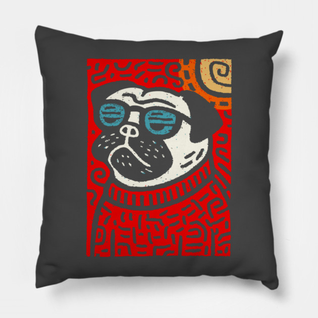 Psychedelic Pug | Trippy Pop Art Dog Pillow by TuncGK