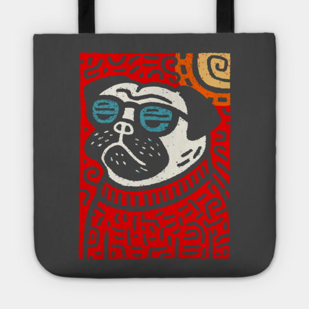 Psychedelic Pug | Trippy Pop Art Dog Tote by TuncGK