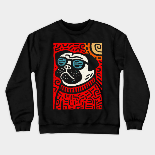 Psychedelic Pug | Trippy Pop Art Dog Crewneck Sweatshirt by TuncGK