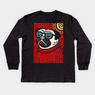 Psychedelic Pug | Trippy Pop Art Dog Kids Long Sleeve T-Shirt