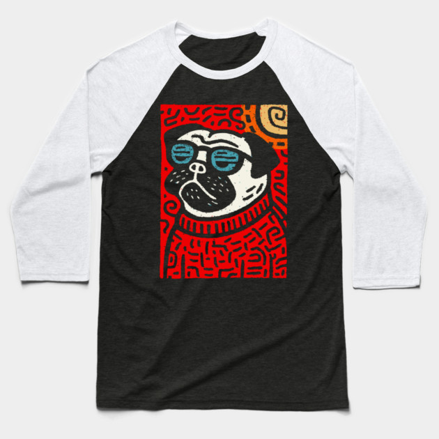 Psychedelic Pug | Trippy Pop Art Dog Baseball T-Shirt by TuncGK