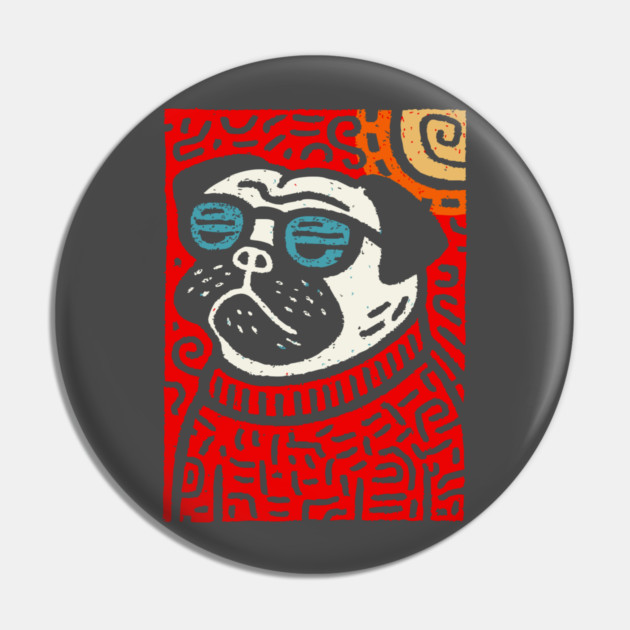 Psychedelic Pug | Trippy Pop Art Dog Pin by TuncGK