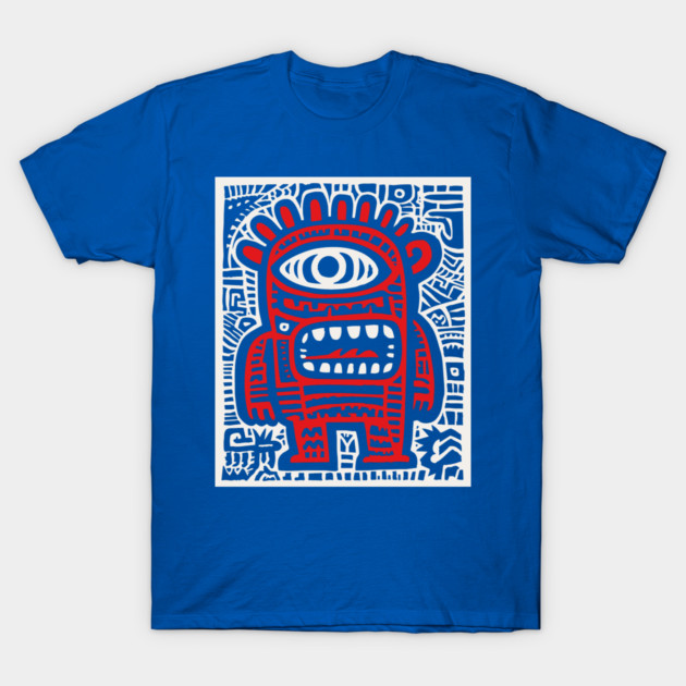 Cute Robot Cyclops | Minimalist Monster Doodle T-Shirt by TuncGK