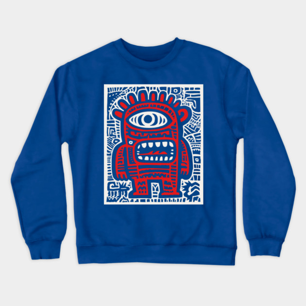 Cute Robot Cyclops | Minimalist Monster Doodle Crewneck Sweatshirt by TuncGK