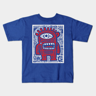 Cute Robot Cyclops | Minimalist Monster Doodle Kids T-Shirt