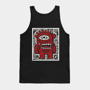 Cute Robot Cyclops | Minimalist Monster Doodle Tank Top