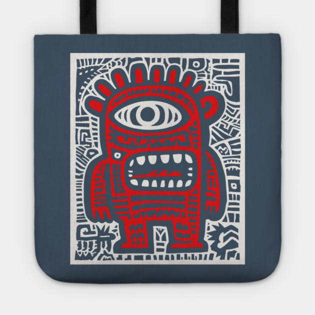 Cute Robot Cyclops | Minimalist Monster Doodle Tote by TuncGK