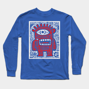 Cute Robot Cyclops | Minimalist Monster Doodle Long Sleeve T-Shirt