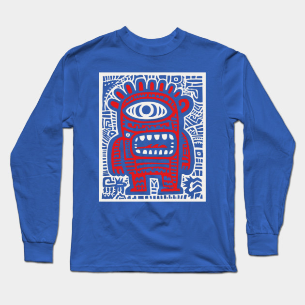 Cute Robot Cyclops | Minimalist Monster Doodle Long Sleeve T-Shirt by TuncGK