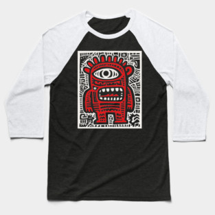 Cute Robot Cyclops | Minimalist Monster Doodle Baseball T-Shirt