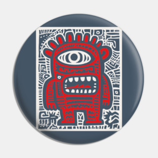 Cute Robot Cyclops | Minimalist Monster Doodle Pin