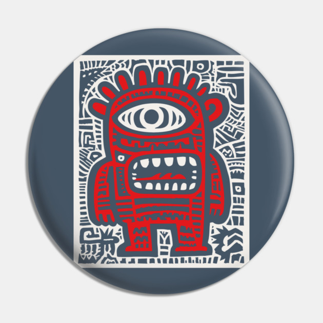 Cute Robot Cyclops | Minimalist Monster Doodle Pin by TuncGK