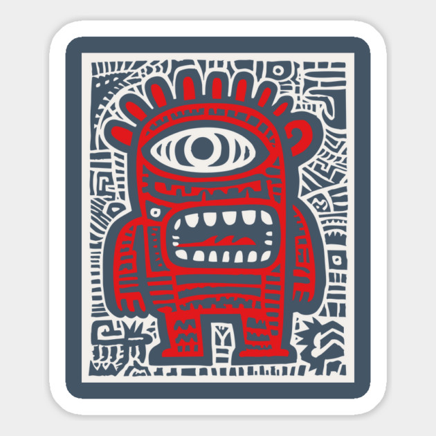 Cute Robot Cyclops | Minimalist Monster Doodle Magnet by TuncGK