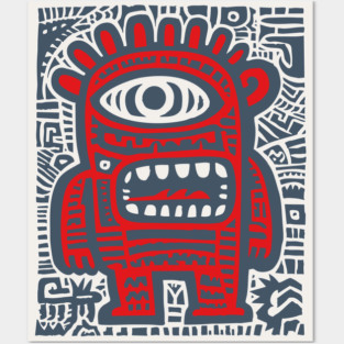 Cute Robot Cyclops | Minimalist Monster Doodle Posters and Art