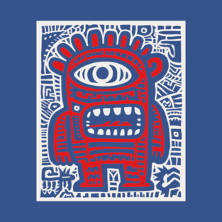 Cute Robot Cyclops | Minimalist Monster Doodle T-Shirt