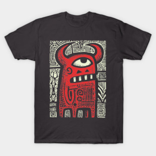 Angry Cyclops Monster | Red Tribal Graphic T-Shirt