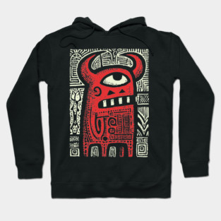 Angry Cyclops Monster | Red Tribal Graphic Hoodie