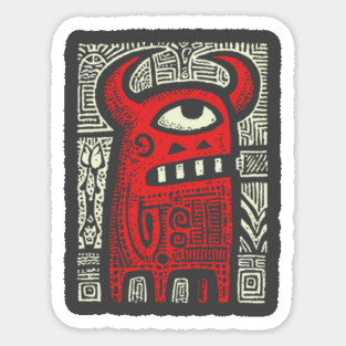 Angry Cyclops Monster | Red Tribal Graphic Sticker