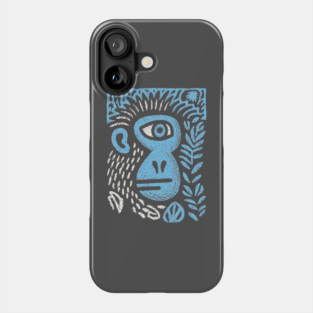 Abstract Monkey Cyclops | Blue Primate Doodle Phone Case