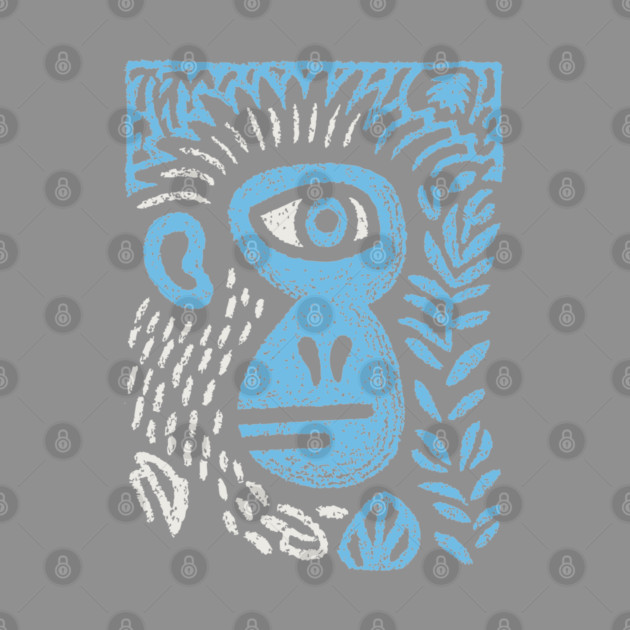 Abstract Monkey Cyclops | Blue Primate Doodle by TuncGK