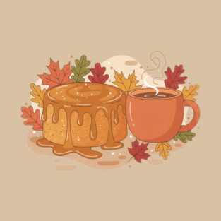 Pumpkin Spice Cake – Pumpkin Spice Cake & Caramel Coffee – Cozy Fall Vibes | retro halloween | Vintage Halloween | Birthday Gift | Anniversary Gift | Halloween gift | Christmas Gift | Wedding Gift | Gift Ideas. T-Shirt