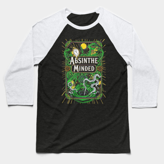 Absinthe Minded Baseball T-Shirt by Dr. Cork
