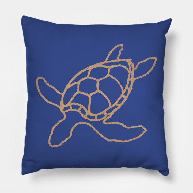Loggerhead (Caretta caretta) – Minimalist Turtle Line Art Pillow by DonWillisJrArt