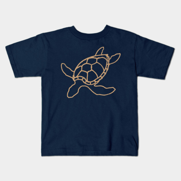 Loggerhead (Caretta caretta) – Minimalist Turtle Line Art Kids T-Shirt by DonWillisJrArt