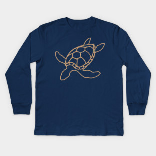 Loggerhead (Caretta caretta) – Minimalist Turtle Line Art Kids Long Sleeve T-Shirt