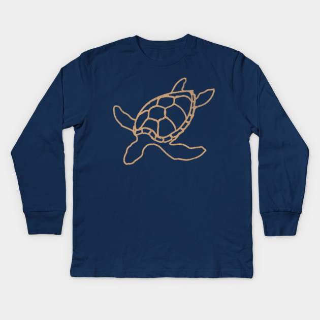 Loggerhead (Caretta caretta) – Minimalist Turtle Line Art Kids Long Sleeve T-Shirt by DonWillisJrArt