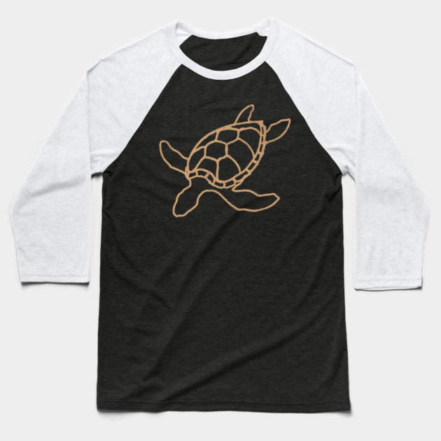 Loggerhead (Caretta caretta) – Minimalist Turtle Line Art Baseball T-Shirt by DonWillisJrArt