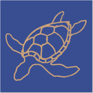 Loggerhead (Caretta caretta) – Minimalist Turtle Line Art Posters and Art
