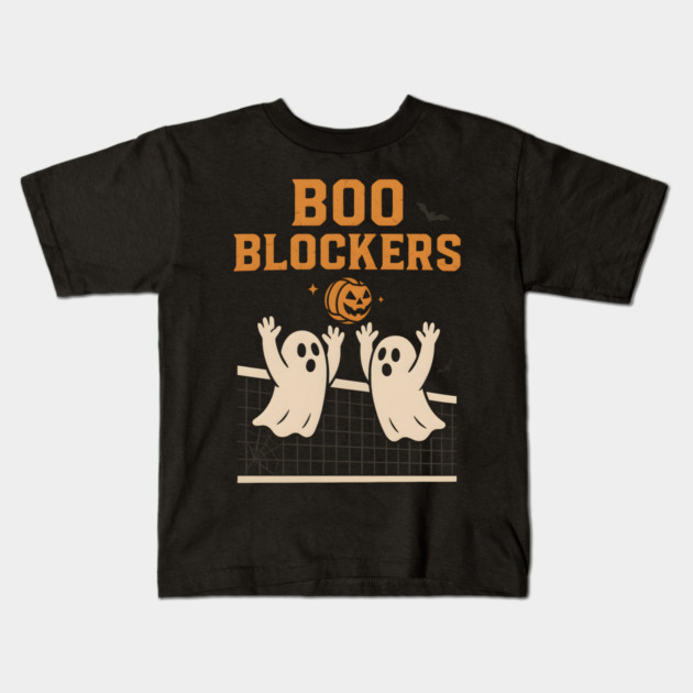 Boo Blockers Volleyball Ghosts Halloween Graphic Kids T-Shirt by MakerMind8.2