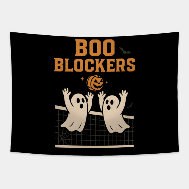 Boo Blockers Volleyball Ghosts Halloween Graphic Tapestry by MakerMind8.2