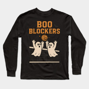 Boo Blockers Volleyball Ghosts Halloween Graphic Long Sleeve T-Shirt