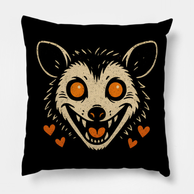Cute Possum Face with Hearts Vintage Artwork Graphic Pillow by MakerMind8.2