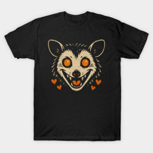Cute Possum Face with Hearts Vintage Artwork Graphic T-Shirt