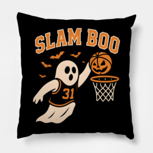 Slam Boo Ghost Basketball Halloween Artwork Graphic Pillow