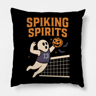Spiking Spirits Volleyball Ghost Halloween Pillow