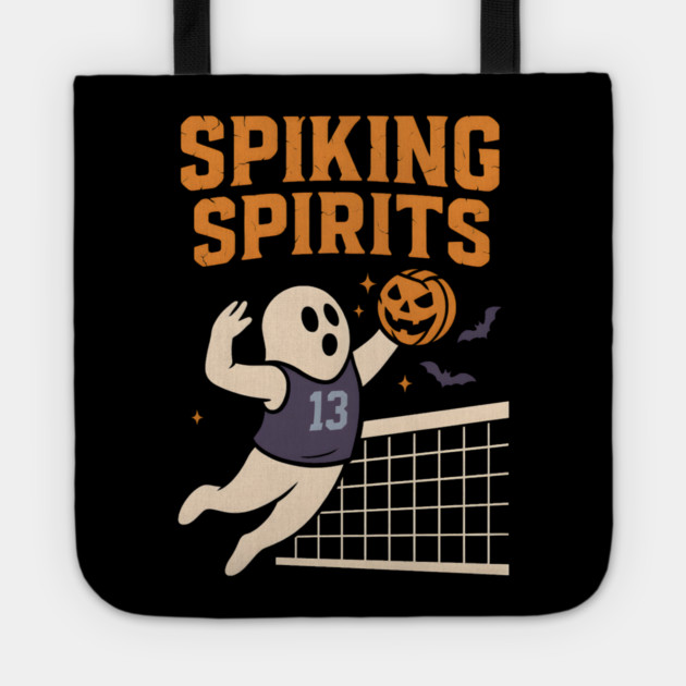 Spiking Spirits Volleyball Ghost Halloween Tote by MakerMind8.2