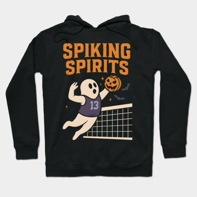 Spiking Spirits Volleyball Ghost Halloween Hoodie by MakerMind8.2