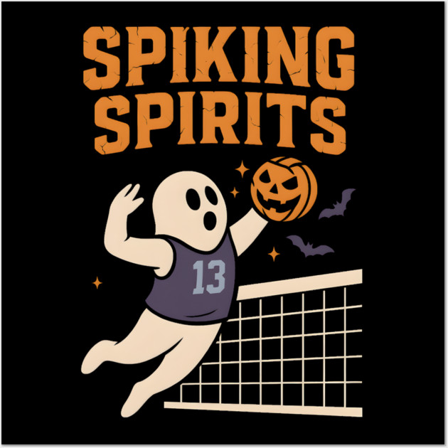 Spiking Spirits Volleyball Ghost Halloween Wall Art by MakerMind8.2