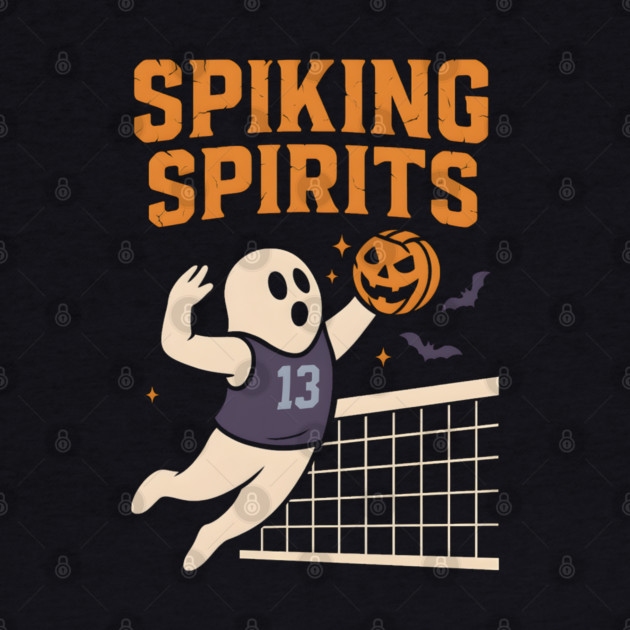 Spiking Spirits Volleyball Ghost Halloween by MakerMind8.2