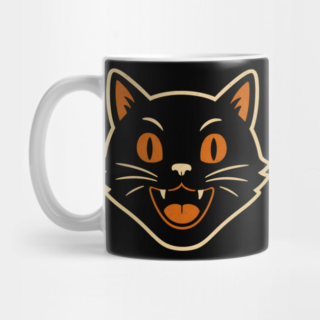 Vintage Halloween Cat Face Artwork | Retro Black Cat Gift by MakerMind8.2