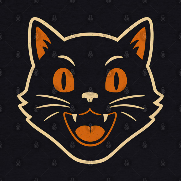 Vintage Halloween Cat Face Artwork | Retro Black Cat Gift by MakerMind8.2