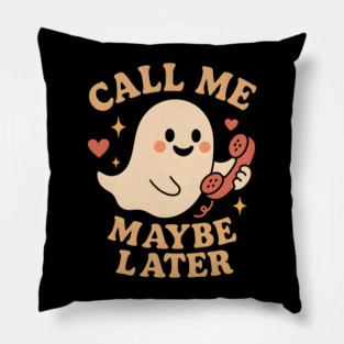 Call Me Maybe Later Cute Ghost Phone Graphic Pillow