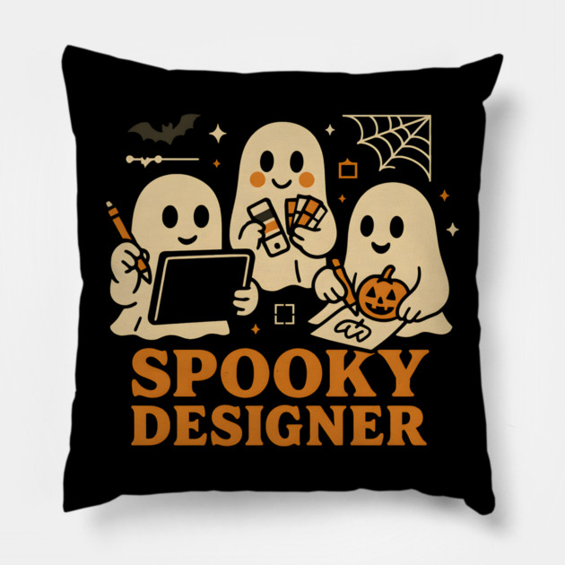 Spooky Designer Ghost Trio Halloween Artwork Graphic Pillow by MakerMind8.2