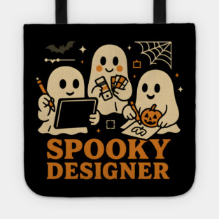 Spooky Designer Ghost Trio Halloween Artwork Graphic Tote