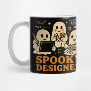 Spooky Designer Ghost Trio Halloween Artwork Graphic Mug
