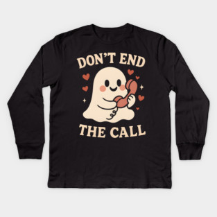 Don’t End The Call Cute Ghost Love Graphic Kids Long Sleeve T-Shirt